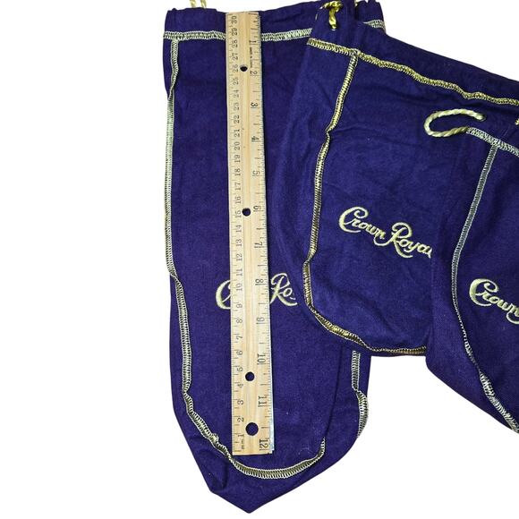 Lot of 3 Crown Royal Bags: 13", 8.5", 7.5" all Excellent, Purple with Gold - Picture 2 of 6